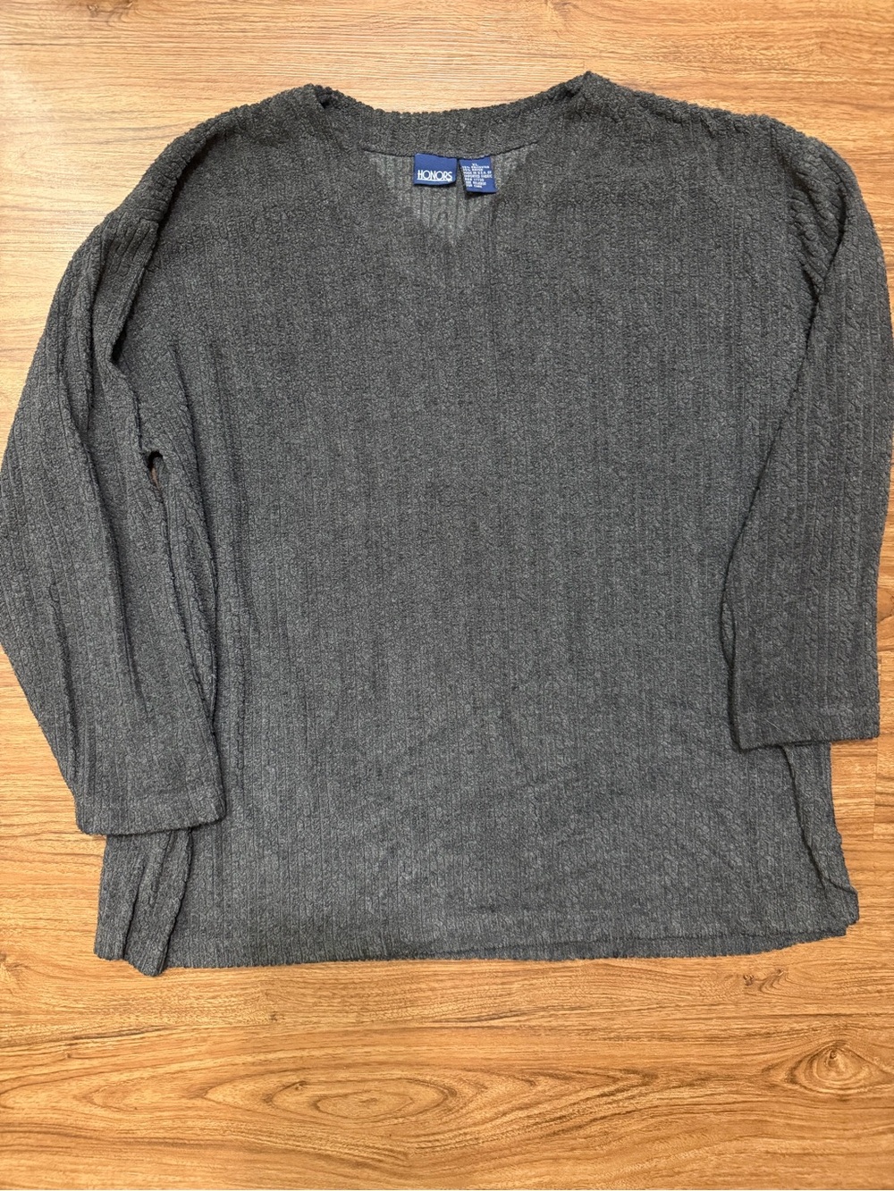 Women's Charcoal Crewneck Ribbed Sweater
